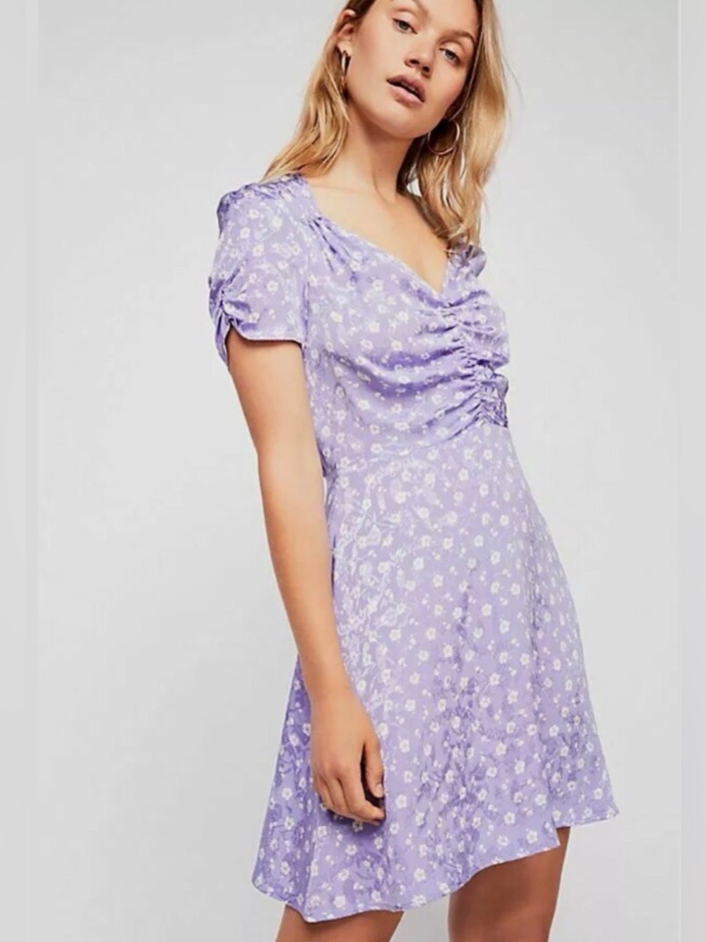 Free People Bond Street Mini Dress Floral Lilac Size 10